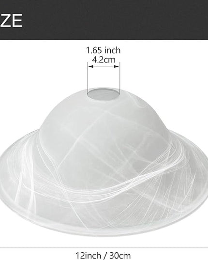 Antique Glass Lamp Shade for Floor lamp, Alabaster Torchiere Lamp Shade Replacement, Floor Lamp Replacement Parts (White Alabaster, 12'') - LeafyLoom