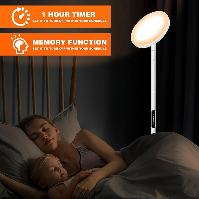 LED Floor Lamp for Living Room, 69" Tall Lamp with Remote & Touch Control Upgrade Lamp Pole Rotary 90° Dimmable Brightness 4 Color Tempera-White - LeafyLoom