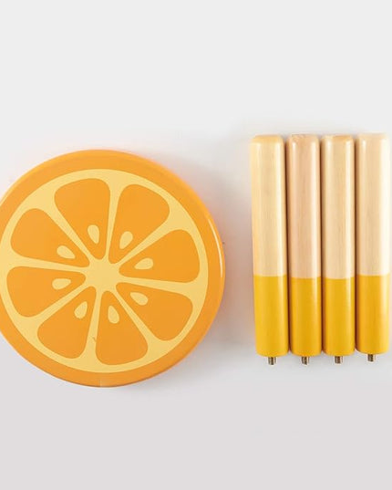 9 Inch Kids Solid Hard Wood Fruit Chair, Crafted Hand-Painted Wood with Assembled Four-Legged Sitting Stool, Bedroom, Playroom, Orange Furniture Stool for Toddler, Children, Boys, Girls(Orange) - LeafyLoom