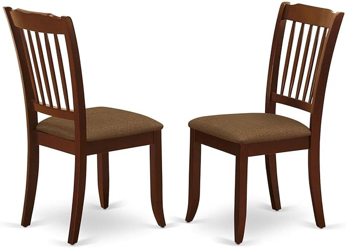 East West Furniture DLDA5-MAH-C Dublin 5 Piece Kitchen Set for 4 Includes a Round Room Table with Dropleaf and 4 Linen Fabric Upholstered Dining Chairs, 42x42 Inch, Mahogany - LeafyLoom