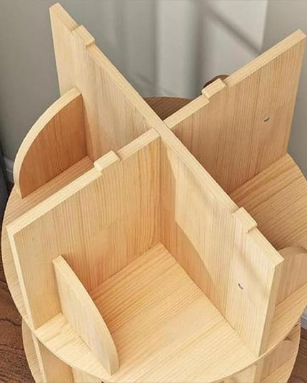 Gdrasuya10 Small Rotating Bookshelf with Legs, 360° Rotating Bookshelf Organizer Wooden Storage Bookshelf Desk Supplies Organizer for Small Spaces Open Book Shelf for Home - LeafyLoom
