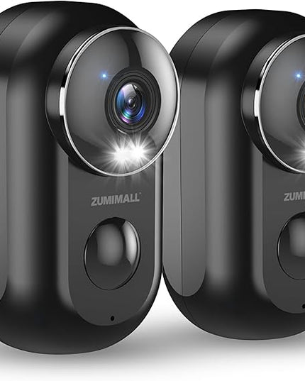 ZUMIMALL Security Cameras Wireless Outdoor, 2 Packs, 2K Cameras for Home Security, Outdoor/Indoor Camera Battery Powered, 2.4G WiFi, Magnetic Mount,3MP Color Night Vision/Siren/PIR/AI/Cloud/Alexa ZUMIMALL