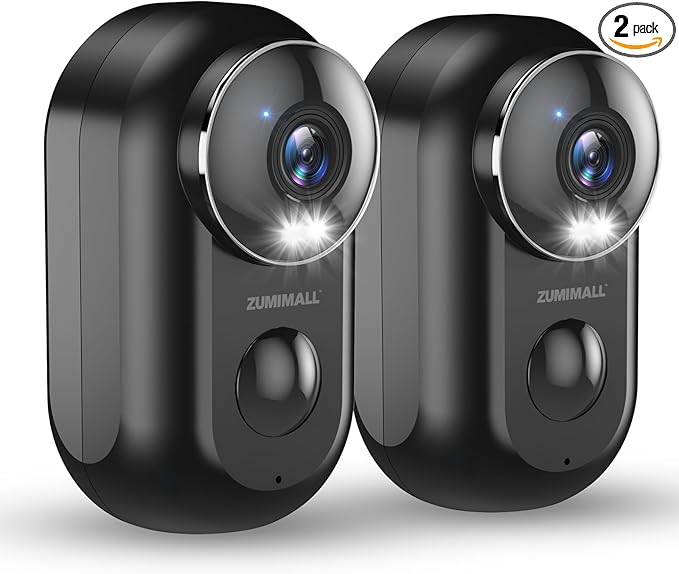 ZUMIMALL Security Cameras Wireless Outdoor, 2 Packs, 2K Cameras for Home Security, Outdoor/Indoor Camera Battery Powered, 2.4G WiFi, Magnetic Mount,3MP Color Night Vision/Siren/PIR/AI/Cloud/Alexa ZUMIMALL