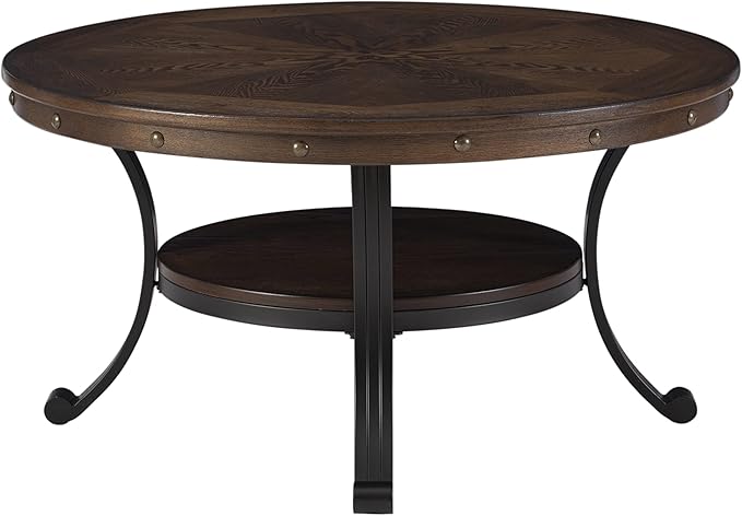 Powell Furniture Franklin Cocktail Table, Small, Multicolor,Brown/Black - LeafyLoom