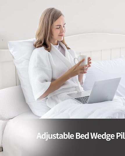 Pillow Wedge for Headboard Gap,Bed Gap Filler Queen Size,Foldable Bed Wedge Pillow for Headboard,White Bed Wedge Gap Filler,Foam Mattress Gap Filler,60"x6"x6" - LeafyLoom