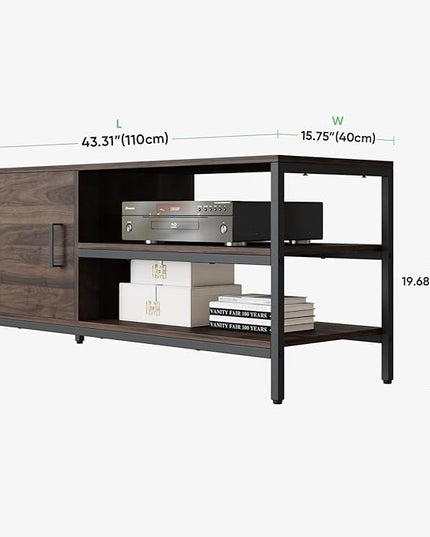 Novilla Retro Farmhouse TV Stand for TVs up to 50 Inches, Living Room Entertainment Center for Flat/Curved Screen, 43 Inches, Walnut - LeafyLoom