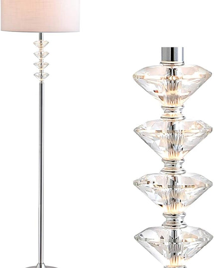 JONATHAN Y JYL1045A Mia 60.5" Crystal/Metal LED Floor Lamp Contemporary,Glam,Transitional for Bedrooms, Living Room, Office, Reading, Clear/Chrome - LeafyLoom