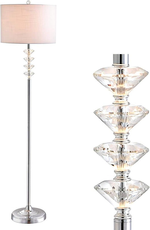 JONATHAN Y JYL1045A Mia 60.5" Crystal/Metal LED Floor Lamp Contemporary,Glam,Transitional for Bedrooms, Living Room, Office, Reading, Clear/Chrome - LeafyLoom