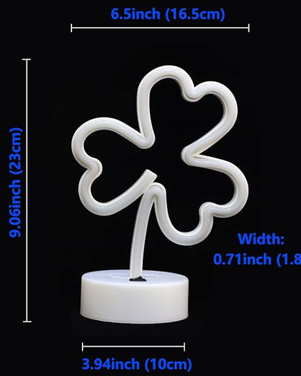 Neon Signs Shamrocks Shaped St. Patrick's Day decorations, Green LED Clover Neon Lights for Bedroom Decor Battery/USB Operated Night Lights for Home Tabletop Lamp - LeafyLoom