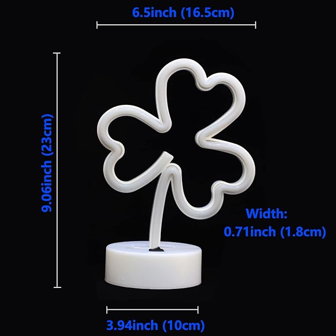 Neon Signs Shamrocks Shaped St. Patrick's Day decorations, Green LED Clover Neon Lights for Bedroom Decor Battery/USB Operated Night Lights for Home Tabletop Lamp - LeafyLoom