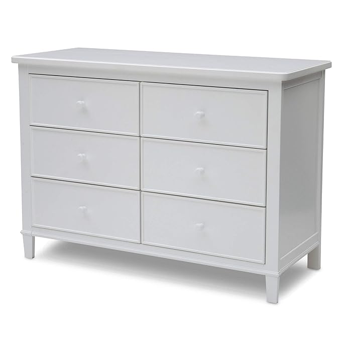 Delta Children Fancy 4-in-1 Convertible Crib and 6 Drawer Dresser Bundle, Bianca White - LeafyLoom