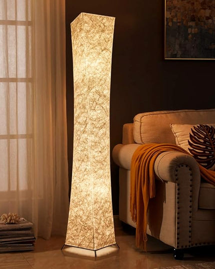 LEONC Design 65'' Creative LED Floor Lamp, Softlighting Minimalist Modern Contemporary with Fabric Shade & 2 Bulbs for Living Room Bedroom Warm Atmosphere(Tyvek Dupont 10 x 10 x 65 inch) - LeafyLoom