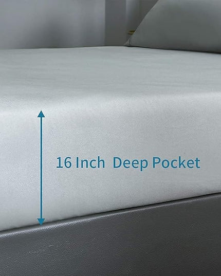 Bed Sheet Set - Brushed Microfiber Bedding - Bedding Sheets & Pillowcases - Deep Pockets - Easy Fit - Breathable & Cooling Sheets - 4 Piece California King Light Gray - LeafyLoom