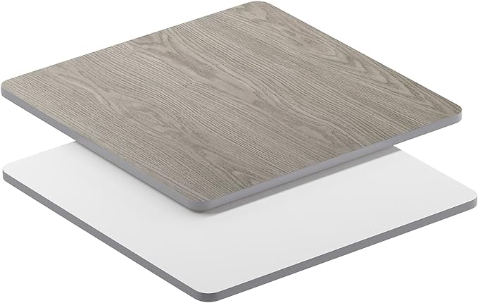Flash Furniture 36" Square Table Reversible Laminate Top, White/Gray - LeafyLoom