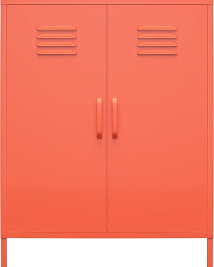 Novogratz Cache 2 Door Metal Locker Storage Cabinet, Orange - LeafyLoom