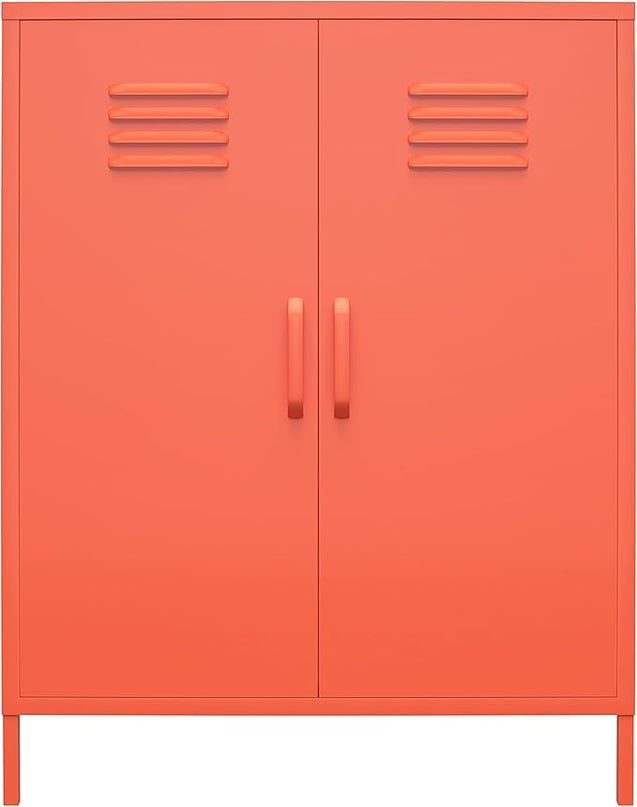 Novogratz Cache 2 Door Metal Locker Storage Cabinet, Orange - LeafyLoom