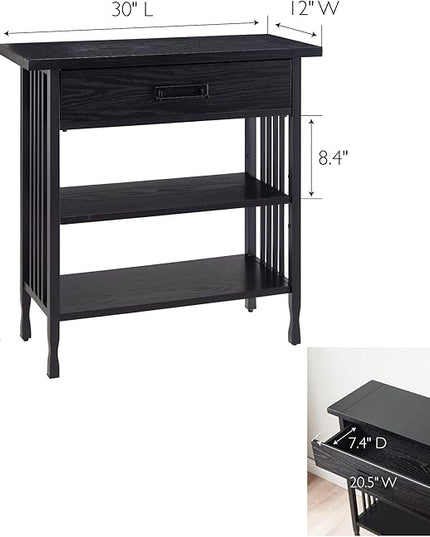 Leick Home 11261-BK Ironcraft Rustic Foyer Bookcase with Drawer Storage, Black Wash - LeafyLoom