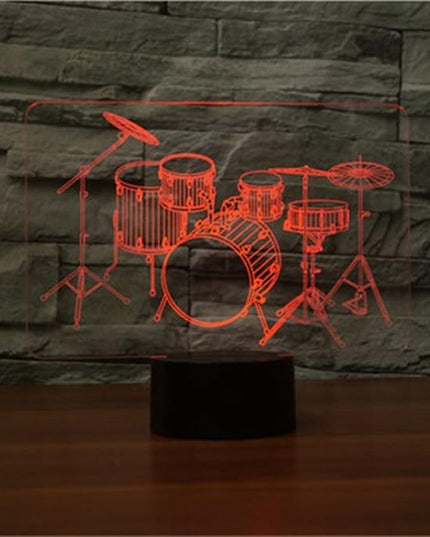 Creative 3D Drum Kit Night Light USB Powered Touch Switch Remote Control LED Decor 3D Lamp 7/16 Colors Changing Children Kids Gift Christmas Xmas Brithday Gift - LeafyLoom