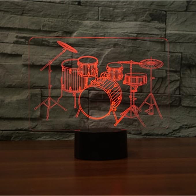 Creative 3D Drum Kit Night Light USB Powered Touch Switch Remote Control LED Decor 3D Lamp 7/16 Colors Changing Children Kids Gift Christmas Xmas Brithday Gift - LeafyLoom