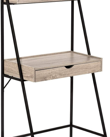Monarch Specialties 7332 Computer Desk, Home Office, Laptop, Leaning, Storage Drawers, 32" L, Work, Metal, Laminate, Brown, Black, Contemporary, Modern Desk-32 L Dark Taupe, 31.5" L x 19" W x 61.25" H - LeafyLoom