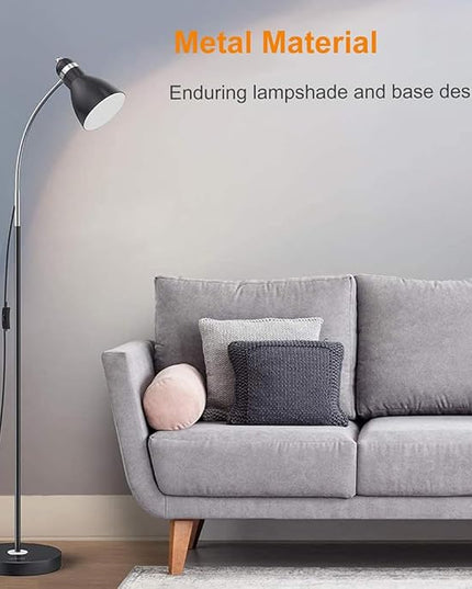 LEPOWER Floor Lamp, Metal Standing Lamp with Adjustable Gooseneck, Heavy Metal Base, Reading Pole Lamp for Office, Black Floor Lamps for Bedroom, Living Room - LeafyLoom
