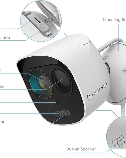 Amcrest SmartHome 1080p WiFi Outdoor Security Camera with Spotlight, Built-in Siren Alarm, Strobe Light, Two-Way Audio, Night Vision, 133° View, IP65 Weatherproof, MicroSD & Smart Cloud Storage, ADC2W Amcrest
