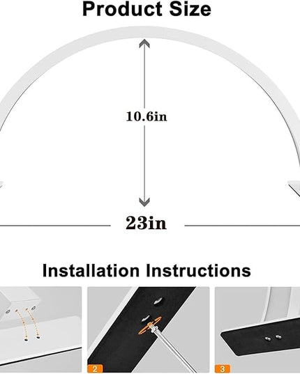 Half Moon Lamp for Naiil Desk 3000-6000k 50w LED Lash Lamp for Lash Extension Led Light for Nails tech, Stepless Dimming 3 Color Led Light for Nails Tech (White, 23IN) - LeafyLoom