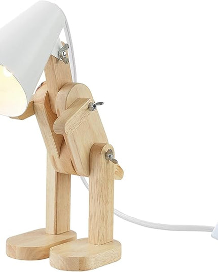 Globe Electric 56107 Terry Dinosaur 10" Wooden Desk Lamp, White Shade, in-Line On/Off Rocker Switch - LeafyLoom