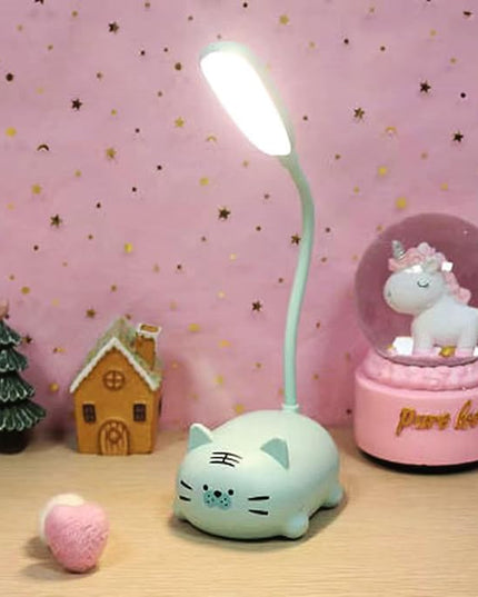 Kids Lamp, Cute LED Desk Lamp for Kids, Mini Animal Night Light, USB Rechargeable Flexible Cartoon Lamp Eye-Care Lighting for Bedroom (Tiger G, Blue) - LeafyLoom
