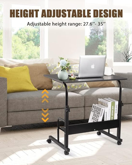 SIDUCAL Computer Cart, Portable Laptop Desk Laptop Cart, Portable Desk with Wheels, Rolling Desk Adjustable Height, Rolling Laptop Stand, Rolling TV Tray, Couch Desk Bed Desk for Laptop, 31.5'' Black - LeafyLoom