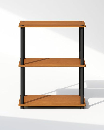 Furinno Turn-N-Tube 3-Tier Multipurpose Compact Display Rack, Shelving Unit, Bookcase, Light Cherry - LeafyLoom