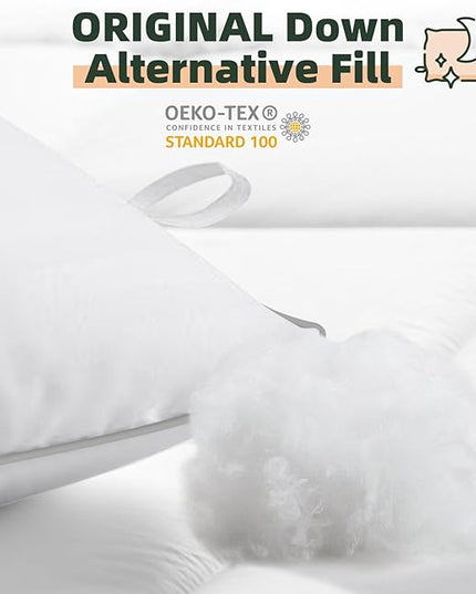 Bed Pillows for Sleeping - King Size(19"x33") Set of 2 Pillows Allergy Friendly Microfiber Shell Fluffy Down Alternative Filling Breathable Pillow Suitable Back Stomach or Side Sleepers - LeafyLoom