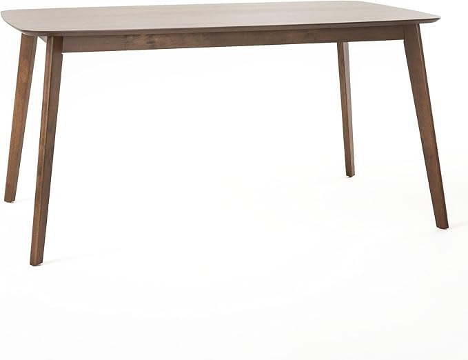 Christopher Knight Home Megann Mid-Century Wood Dining Set with Fabric Chairs, 5-Pcs Set, Natural Walnut / Dark Grey - LeafyLoom