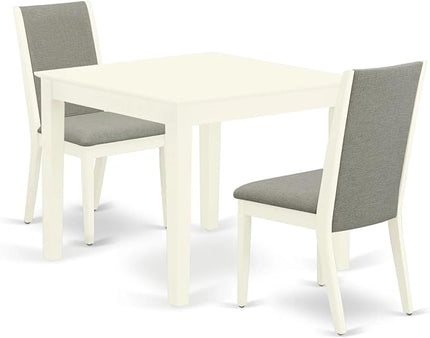 East West Furniture Oxford 3 Piece Room Furniture Set Contains a Square Dining Table and 2 Shitake Linen Fabric Upholstered Chairs, 36x36 Inch, OXLA3-LWH-06 - LeafyLoom