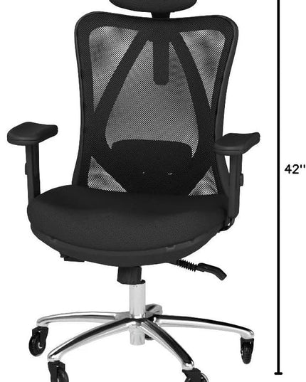 Duramont Ergonomic Office Chair - Adjustable Desk Chair with Lumbar Support and Rollerblade Wheels - High Back Chairs with Breathable Mesh - Thick Seat Cushion, Head, and Arm Rests - Reclines - LeafyLoom