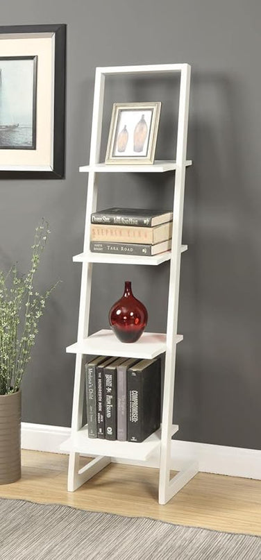 Convenience Concepts Designs2Go 4 Tier Ladder Bookshelf, White - LeafyLoom