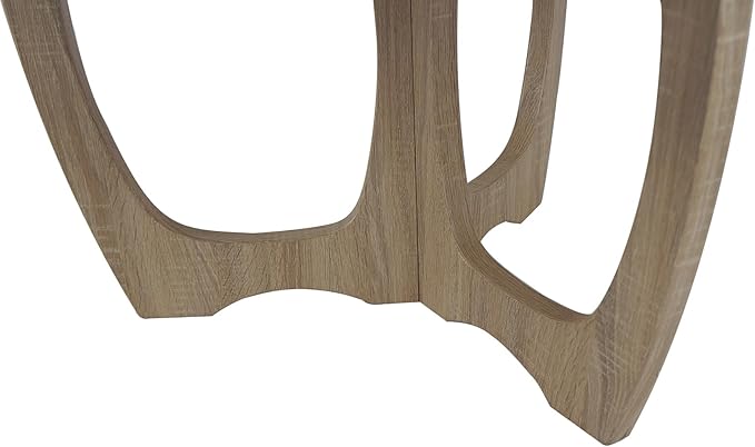 FINECASA Wooden Round Coffee Table Curved Leg, Accent Couch,Home Decoration, Living Room Tables, 36 x 18 Inches, Natural - LeafyLoom