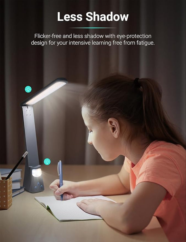 LED Desk Lamp with Night Light 3 Color Dimmable Rechargeable Memory Function Battery Powered, Foldable Portable Design for Home Office、 college dorm room and Dormitory - LeafyLoom