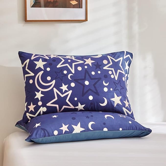 Feelyou Galaxy Glow in The Dark Comforter Set for Girls Kids Full Purple Universe Starry Night Bedding Set Super Soft Outer Space Stars Moon Comforter Girl Bedroom Glow Decor Bedding Quilted Duvet - LeafyLoom