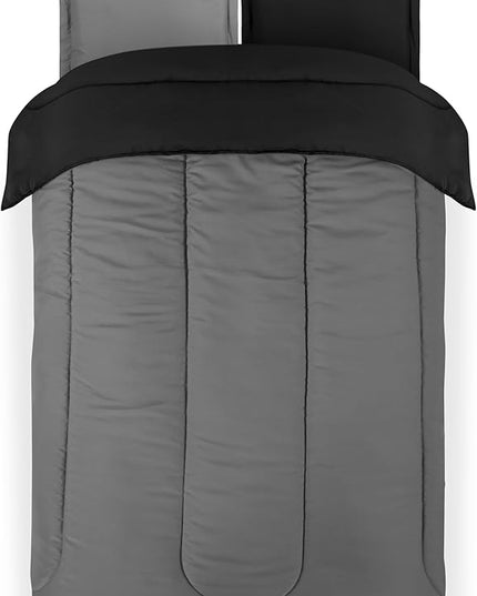 Utopia Bedding All Season Reversible Black and Grey Comforter Set with 2 Pillow Cases, 3 Piece Soft Brushed Microfiber Kids Bedding Set for Boys/Girls, Machine Washable (Twin) - LeafyLoom