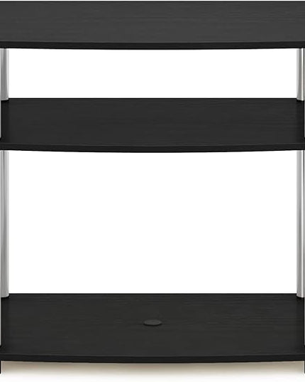 Furinno Turn-N-Tube No Tools 3-Tier Entertainment Center TV Stand for TV up to 32 Inch, Stainless Steel Tubes, Americano/Chrome - LeafyLoom