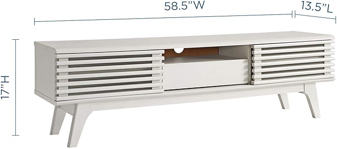 Modway Render Mid-Century Modern Low Profile 59 Inch TV Stand in White - LeafyLoom