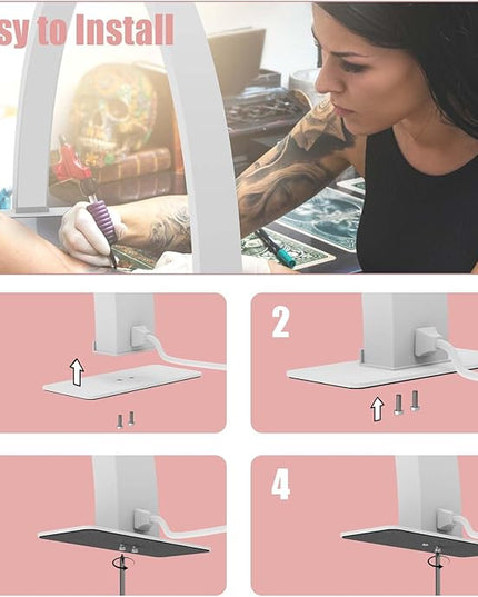 Half Moon Light for Nail Desk,30in Nail Desk Lamp, Lash Lamp for Eyelash Extensions Tattoo Spa Salon 180° All-Round Lighting Half Moon Nail Lamp with Cool/Warm Tones & 10 Brightness - LeafyLoom