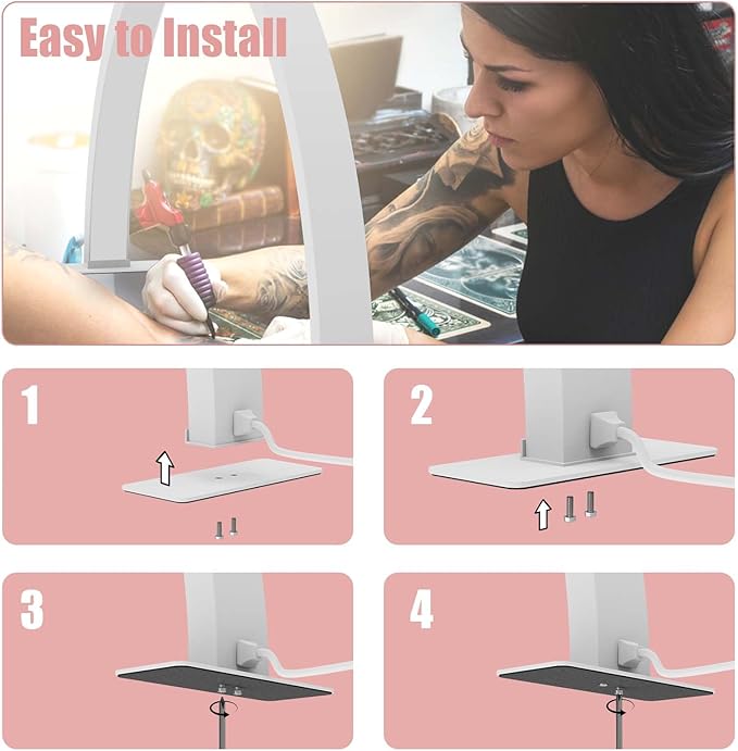 Half Moon Light for Nail Desk,30in Nail Desk Lamp, Lash Lamp for Eyelash Extensions Tattoo Spa Salon 180° All-Round Lighting Half Moon Nail Lamp with Cool/Warm Tones & 10 Brightness - LeafyLoom