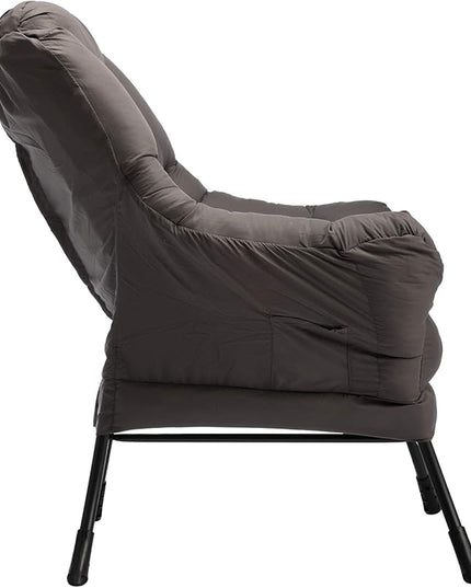 HollyHOME Modern Fabric Extra-Large Lazy Chair, Accent Oversized Comfy Reading Chair, Thick Padded Cozy Lounge Chair with Armrest, Leisure Sofa Chair for Living Room, Bedroom, Dorm, Dark Grey - LeafyLoom