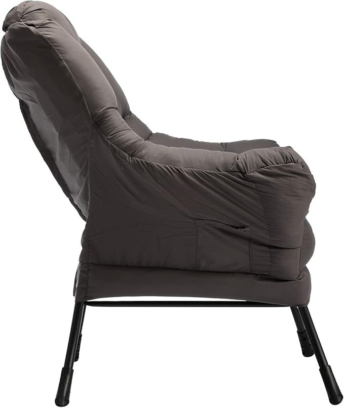 HollyHOME Modern Fabric Extra-Large Lazy Chair, Accent Oversized Comfy Reading Chair, Thick Padded Cozy Lounge Chair with Armrest, Leisure Sofa Chair for Living Room, Bedroom, Dorm, Dark Grey - LeafyLoom