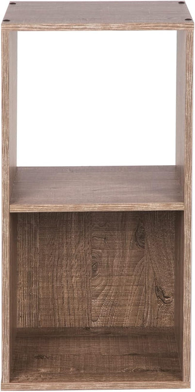PACHIRA US 2 Cube Storage Organizer, Open and Enclosed MDF Cubical, Wooden Stackable Bookshelf, Modern Bookcase, Rustic Brown Oak - LeafyLoom
