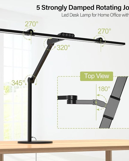 Micomlan Architect Desk Lamp with Remote Control, Adjustable Led Desk Light for Home Office with Base, 24W Bright Auto Dimming Table Light Rotatable Office Lamp with Swing Arm for Computer Cafting - LeafyLoom