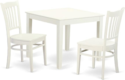 East West Furniture OXGR3-LWH-W Oxford 3 Piece Modern Set Contains a Square Wooden Table and 2 Dining Room Chairs, 36x36 Inch - LeafyLoom