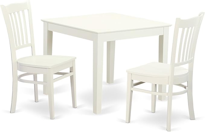East West Furniture OXGR3-LWH-W Oxford 3 Piece Modern Set Contains a Square Wooden Table and 2 Dining Room Chairs, 36x36 Inch - LeafyLoom
